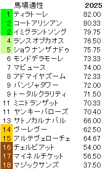2025　ＮＨＫマイルＣ　馬場適性指数